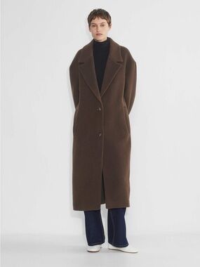 Aritzia Wilfred Long Wool Trench Coat Brown